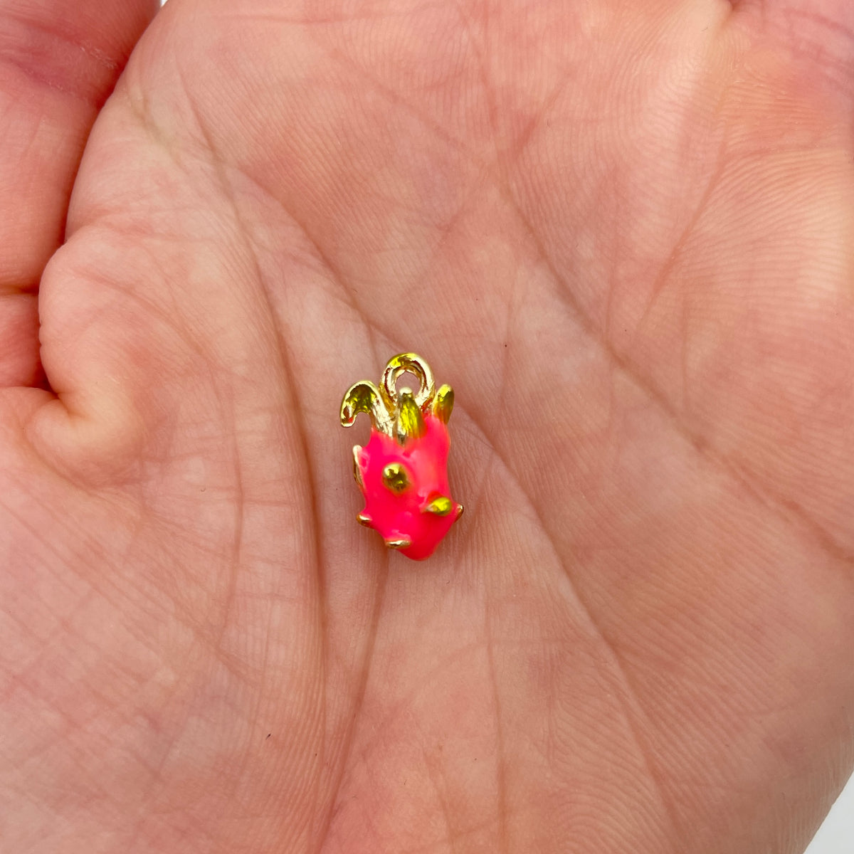 Dragefrugt vedhæng/charm, nikkelfri, 12 x 7 mm, til smykkefremstilling – billede 3