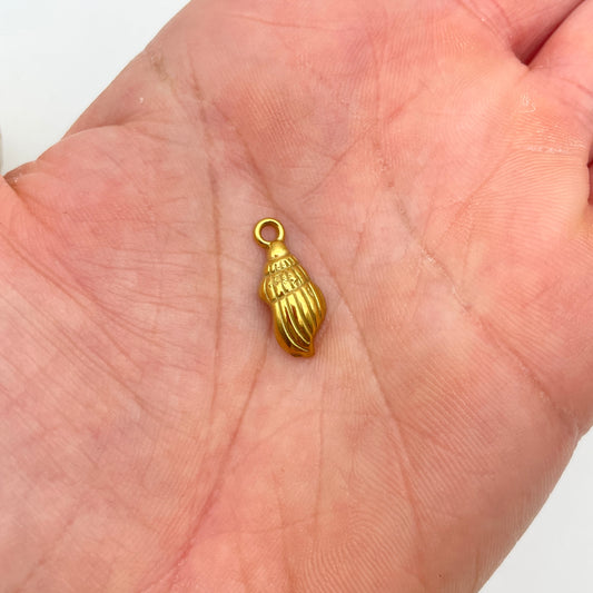 Konkylie-vedhæng/charm, guld eller sølv, nikkelfri, 15 x 8mm, til smykker – billede 2