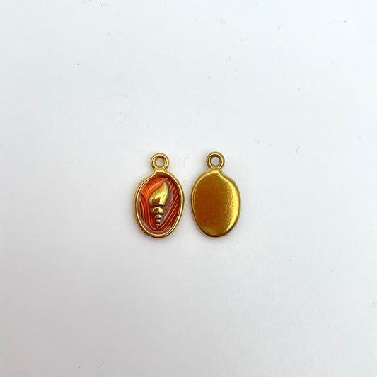 Konkylie vedhæng/charm i emalje, guld, nikkelfri, 10 x 13 mm, til smykker – billede 2