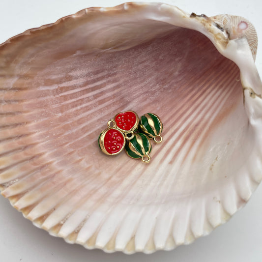 Vandmelon vedhæng/charm, forgyldt, nikkelfri, 10 x 10 mm, til smykkefremstilling