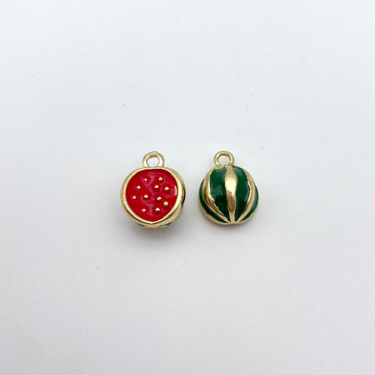 Vandmelon vedhæng/charm, nikkelfri, 10 x 10 mm, til smykkefremstilling – billede 2