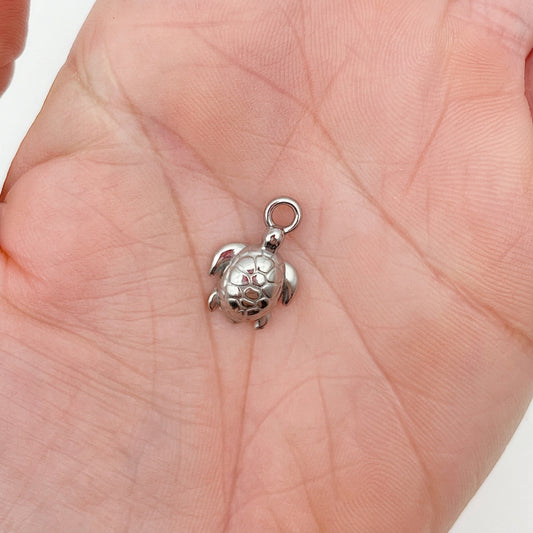 Skildpadde vedhæng/charm, guld eller sølv, nikkelfri, 18 x 12 mm, 3mm hul, til smykker – billede 2