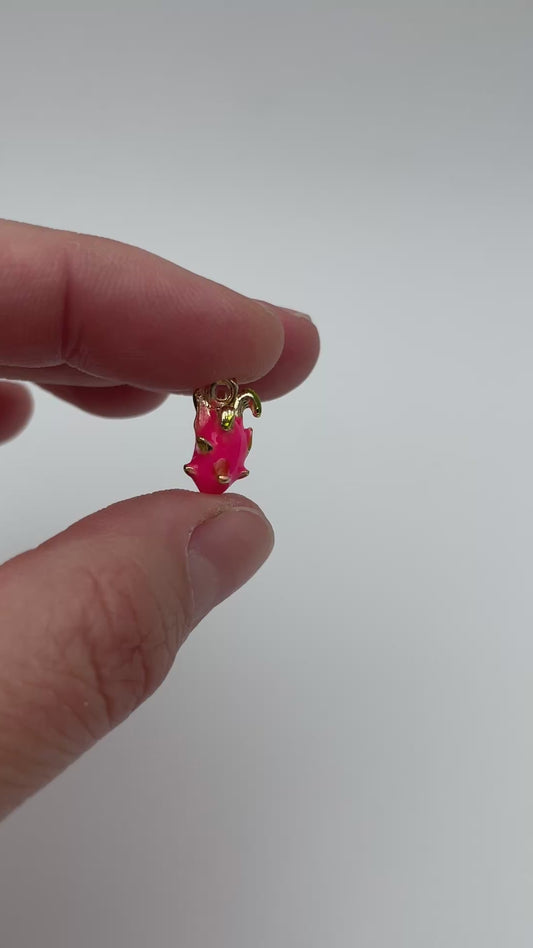 Dragefrugt vedhæng/charm, nikkelfri, 12 x 7 mm, til smykkefremstilling