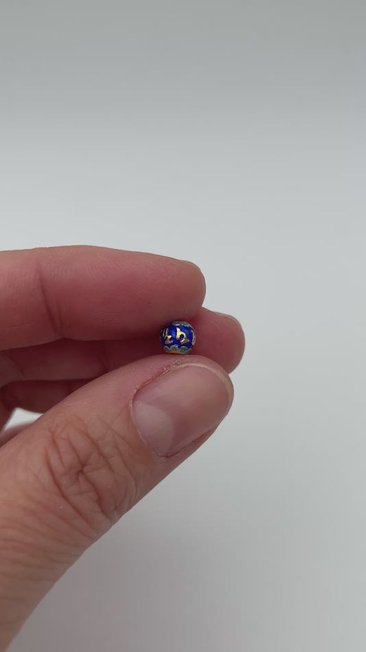Kobberperle med kinesisk emalje, til smykker